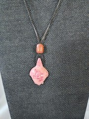 Estate Sale! PAIR Stone Pendant Necklaces Leather Adjustable Cord-Turtle, Fish