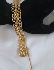 1950s Rhythm Bracelet Gold Filled Ornate 5/8″ Twisted Rope Oval Link 7.5″