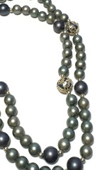 Vintage Necklace HONG KONG Blue Filigree Iridescent Peacock Faux Pearl Beaded 4
