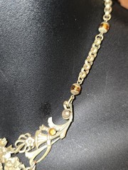 Eloquent Baroque Vintage Necklace with Orange Topaz Crystal, Gothic Statement