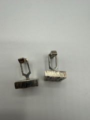 Sterling Silver Rectangle Bullet Back Vintage Cufflinks for Men