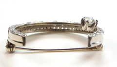 Antique 1920’s European Diamond Crescent Pin Brooch 13K White Gold EGL 1.33X1.2″