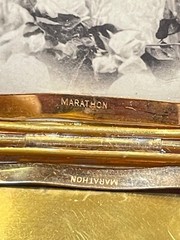 Antique Marathon Brass Plated Rectangular Picture / ID Necklace Locket Pendant