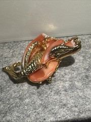 Vintage Hattie Carnegie Gold Mermaid Coral & Pink Rhinestone Brooch “RARE”