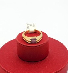 Vtg Sz 8 Ring Sm Purple Cubic Zirconia 18KGE Stackable Fashion Jewelry StyS3