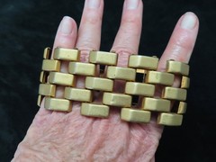 Vintage 1940’s Panther Tank Track Extra Wide Bracelet w/Fold Over Clasp