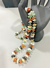 Vintage Natural Stone Chips Necklace Barrel Closure 22” Beaded Graduating Chips