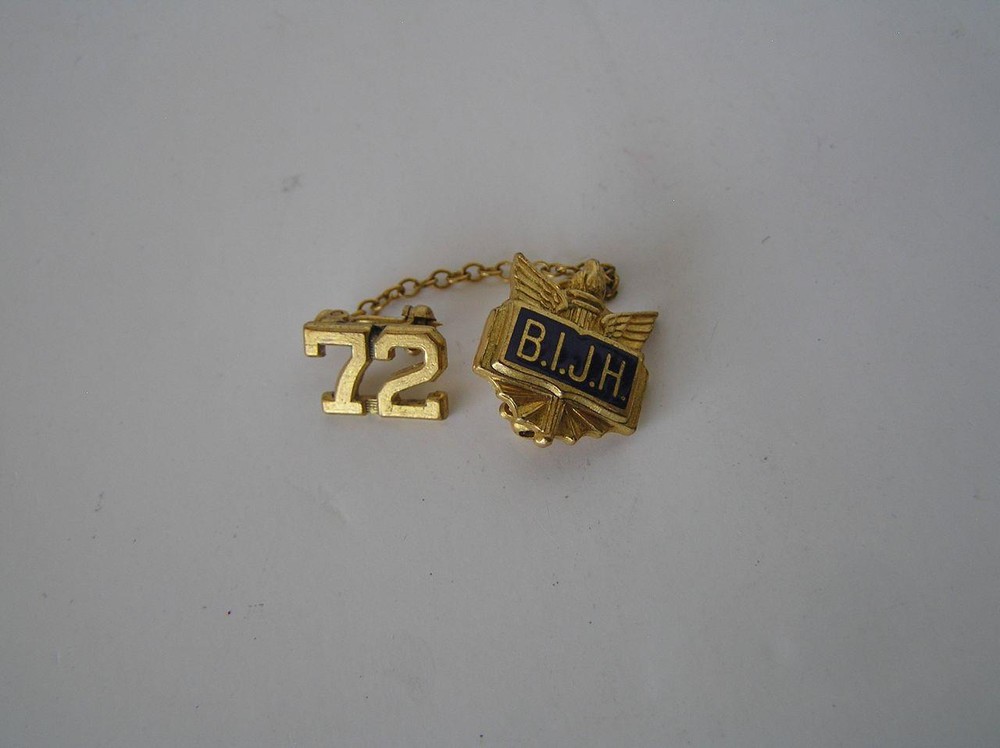 Vintage 1972 Gold Tone Double Pin With Chain B.I.J.H.