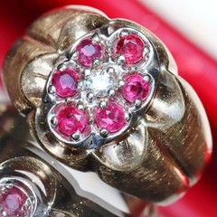 14k Yellow Gold 0.56ct Natural Diamond Sz 8 Ring Ruby Vintage Heated 6.37g N3078