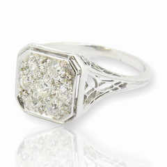 .Antique Handmade 0.35ct Old European Cut Diamond Set Platinum Ring Val $4460