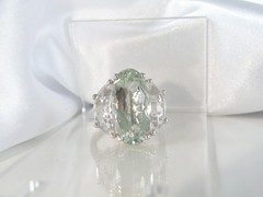 Vintage Sterling Silver 925 Natural Heated Green Amethyst Statement Ring Size 9