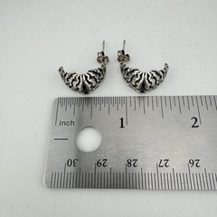 Vintage Sterling Silver Brutalist Fang Stud Earrings 17.7mm 7.1g