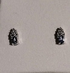 Oval Tanzanite/Diamond 10k White Gold Post Earings Jc Penny Vintage