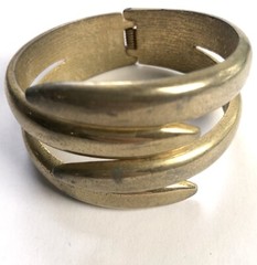 VTG Big Brushed Gold Tone Clamper Bracelet 1970s 1980s Statement Piece Chunky