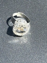 Rock Crystal 830s silver Ring Norway Norwegian Vintage Estate 1665