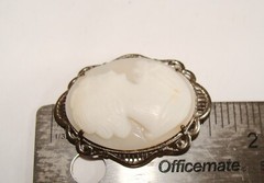Vintage Harwood 6.1g Sterling Silver Carved Shell Cameo Brooch Pin 37mm x 30mm