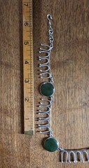 Jade and Silver Vintage Necklace 17 Inches Handmade Adjustable Hook Closure