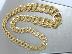 VINTAGE LARGE DOUBLE CURB LINK GRADUATED GOLD TONE 24″ NECKLACE