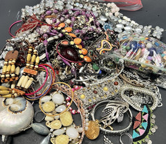 5 LB Junk Drawer Jewelry Lot Stuff Wear Repair Harvest vtg-now etc AS IS scrap Q