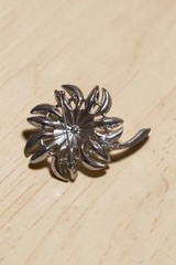 Vintage Sarah Coventry Mountain Flower Brooch 1968 Rhinestone Silver Tone Pin
