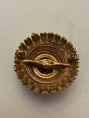 Signed Ciner Floral White Turquoise Enamel Brooch