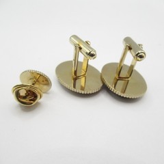 Skiing Skiers Carved Glass Vintage Cufflink Set Tie Tack MCM