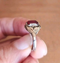 Unique Vintage 10k Yellow Gold/ Sterling Ring Faux Red Stone Sz 5.25 Engagement