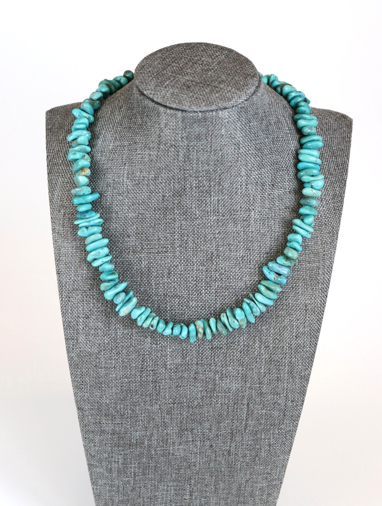 Vintage Turquoise Nugget 16″ Necklace Choker Sterling Silver 51.49 g Southwest