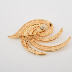 Tona Modernist Swirl Brooch Gold Tone Dual Texture Spiral Pin VTG | 2.5″