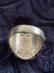 Vintage Navajo Sterling Silver Oval Cabochon Onyx Ring Size 11.25 Signed B