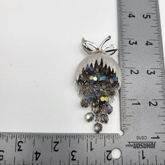 Stunning Schrager Vintage AB Crystal Brush silvertone Tumbler Brooch pin fruit
