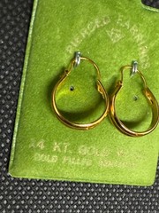 Vintage Solid 14kt Gold Earwire Gold Filled Hoop Earrings 1.18g NOS