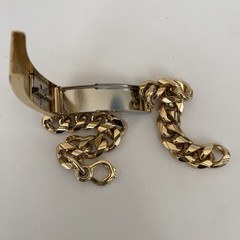 Mens ID Bracelet engraved “KIM” Gold Tone Heavy Chunky Vintage Cuban Link 1/2”W