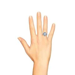 Art Deco Style Lab Created Diamond Aquamarine Sapphire Ring 14K White Gold FN