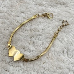 Vintage Sweetheart Heart Bracelet Gold Tone Engraved Initials D N Fits 6.5″