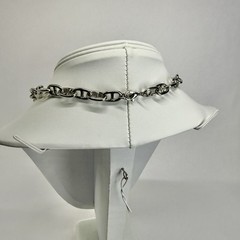 Elegant Mariner Link Chain Choker Silver Tone Vintage Necklace Jewelry N595