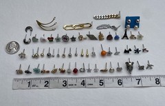 SINGLE Pierced Stud Earring Lot Craft Jewelry Art Metal Glass Acrylic 60 Earring