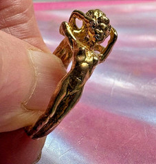 Lady Bodies Ring 24K GP Size 9 two Lesbian LGBT Gay Pride Original by JKL 820