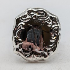 Vintage 925 Sterling Silver Monogram M Repousse Signet Statement Ring Size 6.5