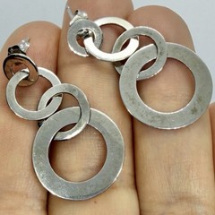 Vtg Signed Sterling Silver Linked Circles Hoop Drop Dangle 925 Earrings Canada