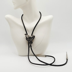 Horse Saddle Southwestern Western Cowboy Silver Tone Vintage Bolo Tie Necklace