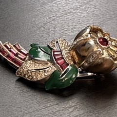 Vintage Patent-Number Trembler Figural Flower Clip / Brooch 1940s