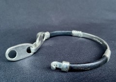 HOB Mexico Bracelet 925 Sterling Leather 7 Inch House Of Bangles 34 Grams