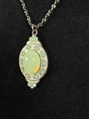 Anne Koplik Uranium Glass Opalescent Pendant Necklace UV Reactive Made USA