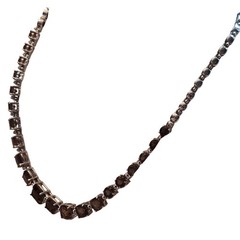 Vintage JC 925 Sterling Silver Smoky Quartz Tennis Necklace Thailand
