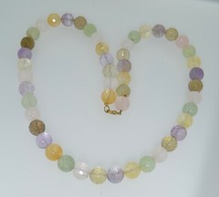 Large Hand Strung Chunky Quartz and Amethyst Beaded Necklace