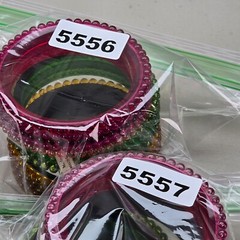 Vintage Acrylic Bangle Bracelet Lot West Germany Red Green Yellow Size 8