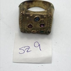 Vintage 18K HGE Plated Multi Color Crystals Unique Bold Look Ring varied sizes