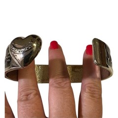 Juicy Couture Vintage Y2K Black and Silver Heart Bracelet