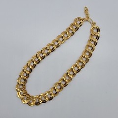 VTG Monet Statement Chain Necklace Gold Tone Curb Link Bold Classy 19″
